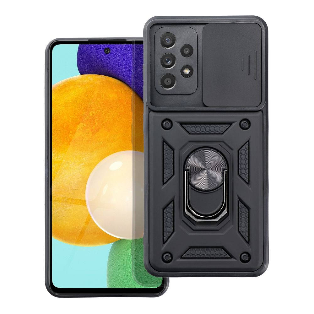 Husa cu inel rotativ 360 pentru Samsung A13 4G, Hybrid Antisoc, Slider pentru protectia camerei, PremiumCell, Negru