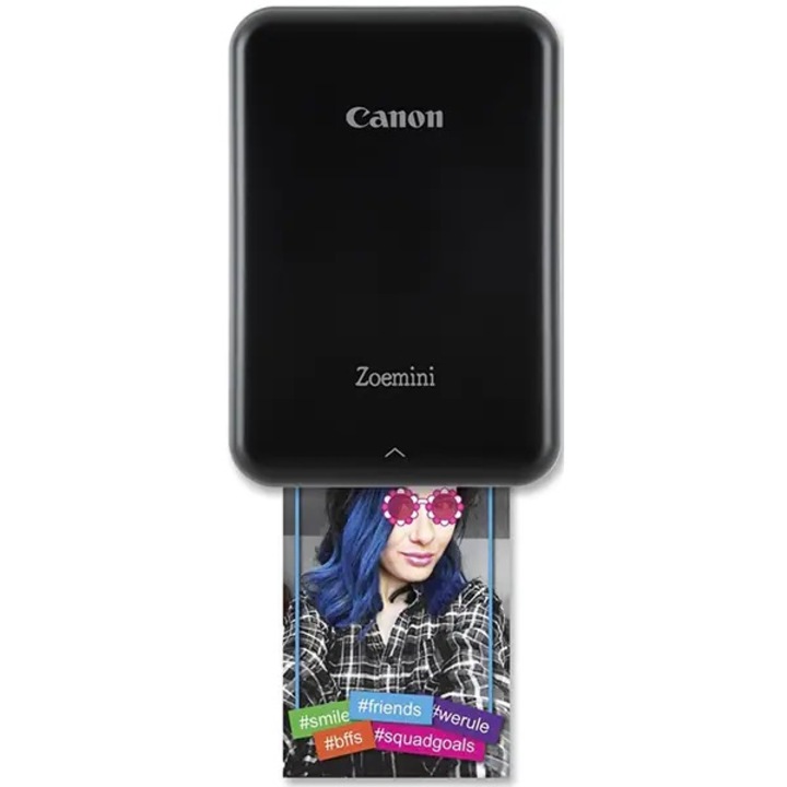 Canon Zoemini hordozható fotónyomtató készlet, Bluetooth, fekete, 20 lapot tartalmazó csomag, 10 matrica csomag, Canon hordtáska