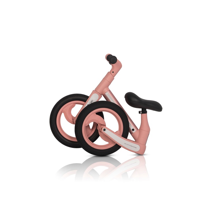 Bicicleta de echilibru pliabila Colibro Ciao, fara pedale, roti de cauciuc, 3-5 ani, Rose Gold