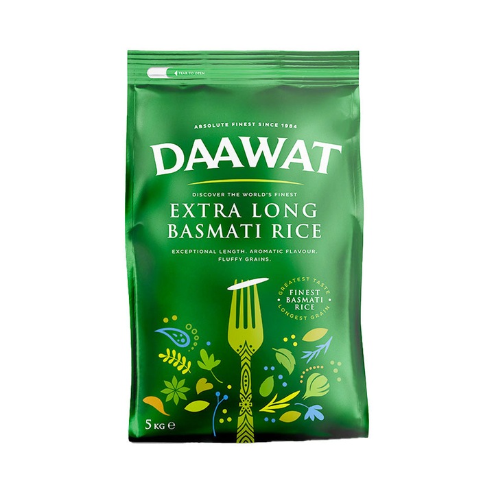 Daawat Basmati Rizs Extra hosszú 5kg