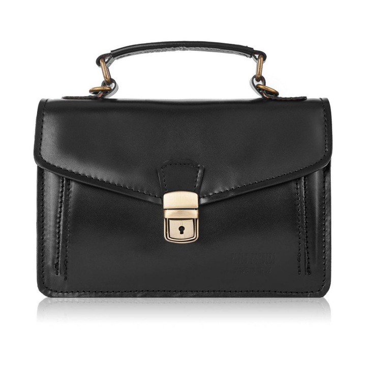 Geanta clasica de mana din piele neagra Paolo Peruzzi N07-BL