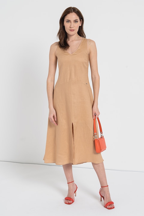 ARMANI EXCHANGE, Rochie evazata cu decolteu in V, Bej, M