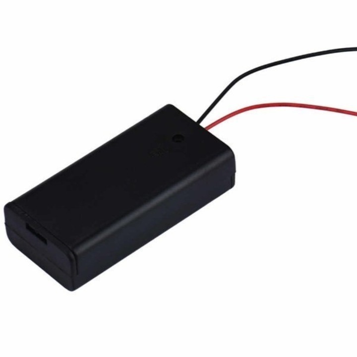 Carcasa baterie, 2xAA, R6, Negru