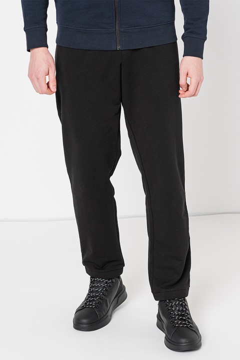 ARMANI EXCHANGE, Pantaloni sport cu talie elastica, Negru/Alb optic