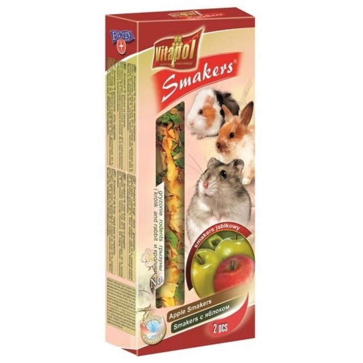 Hrana rozatoare, Vitapol Smakers, 2 buc, Mere uscate, 90 g