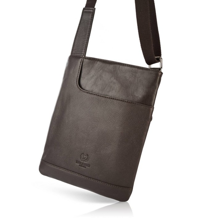 Geanta Paolo Peruzzi, Piele naturala, 27x23x4cm, Maro