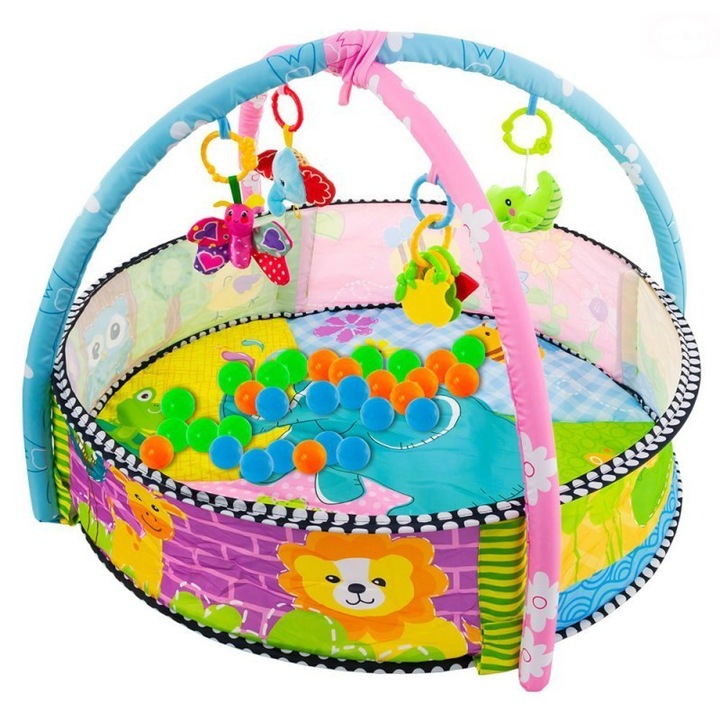 Szőnyeg szett 30 golyóval, Eurobaby Toys, 0-18 hónapos, Multicolor