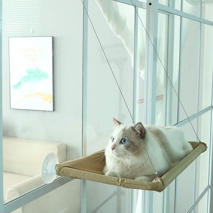 Елегантен хамак за котки с монтаж на прозорец, 55 х 32 см