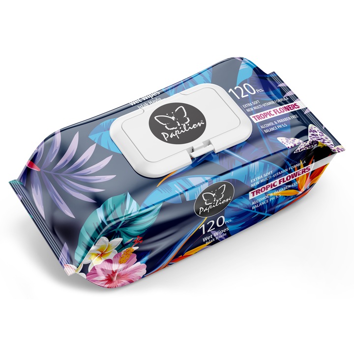 Servetele umede Papilion Jumbo Standard cu capac, 120 bucati