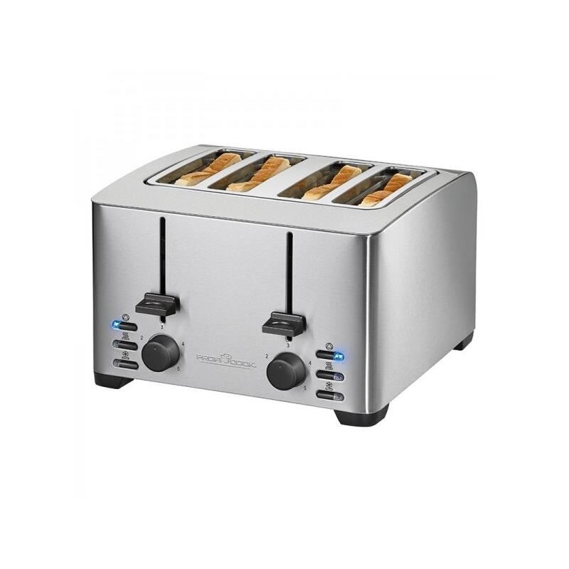 Prajitor de paine PROFI COOK PC-TA 1073, 4 felii, 1500 W, Inox
