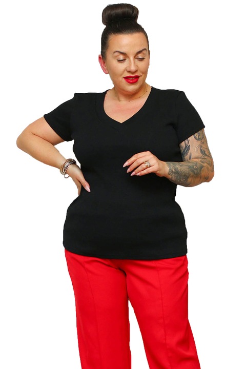 Bluza dama Edi, KARKO, Bumbac, Negru, Negru