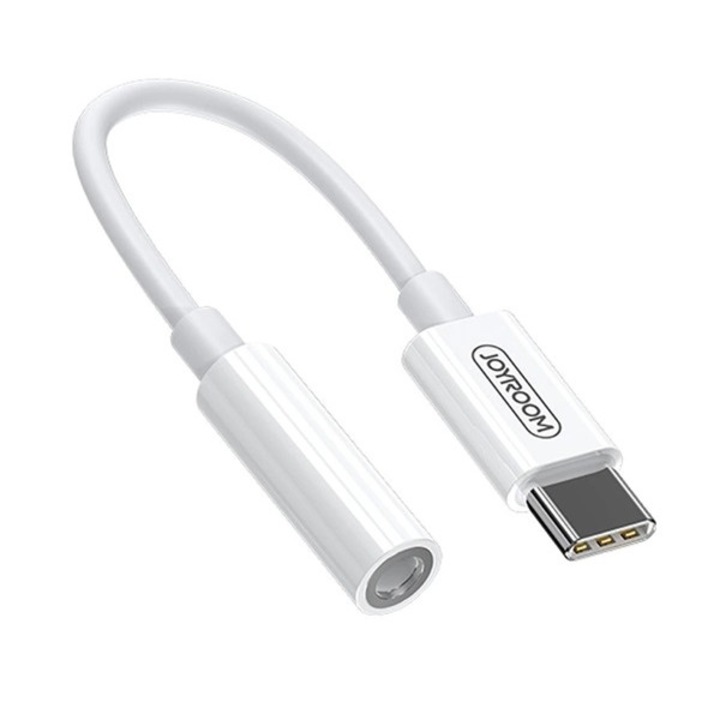 Joyroom audió adapter kábel, 3.5mm jack aljzat - type-c, fehér