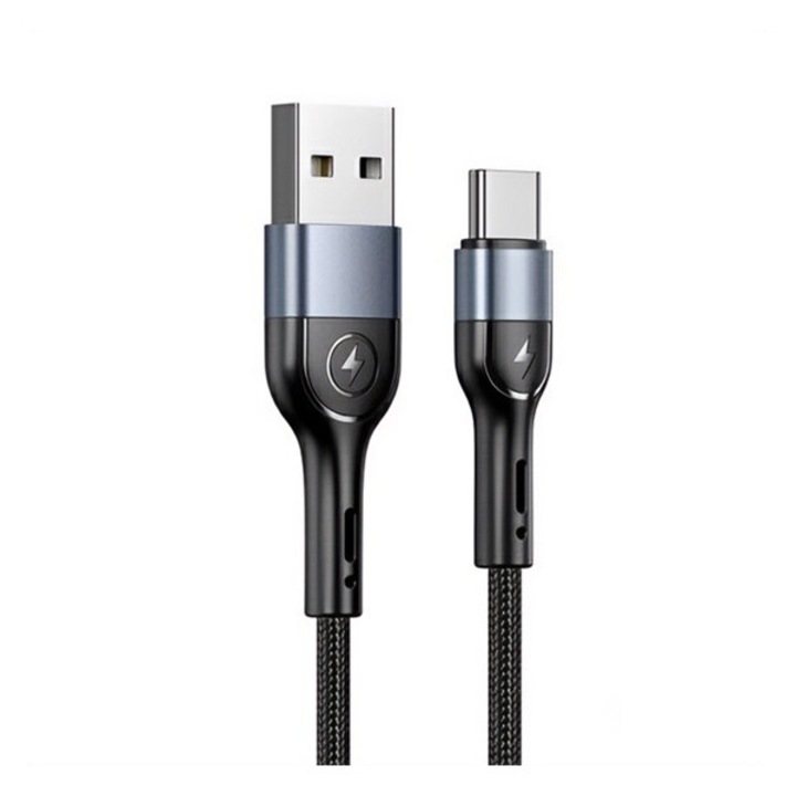 Usams u55 adatkábel, usb - type-c, 2a, gyorstöltő, 100cm, cipőfűző, fekete