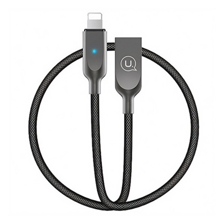 Usams u-sun adatkábel, usb - lightning, 2a, gyorstöltő, 190cm, led jelzés, fekete, kompatibilis: Apple iPhone 14 Plus / iPhone 14 Pro / iPhone 14