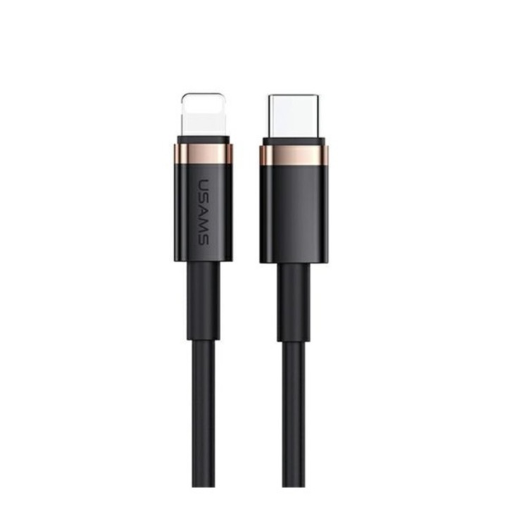 Usams u63 adatkábel, type-c - lightning, 20w, 3a, pd gyorstöltő, 120cm, fekete