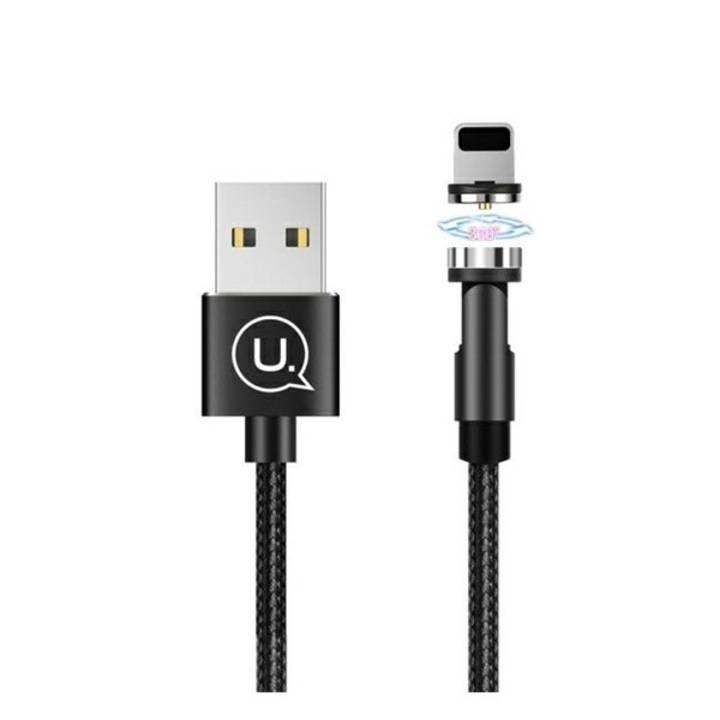 Usams u59 adatkábel, usb - lightning, 2.1a, gyorstöltő, 100cm, mágneses csatlakozó, fekete, kompatibilis: Apple iPhone 14 Pro / iPhone 14 Plus / iPhone 14