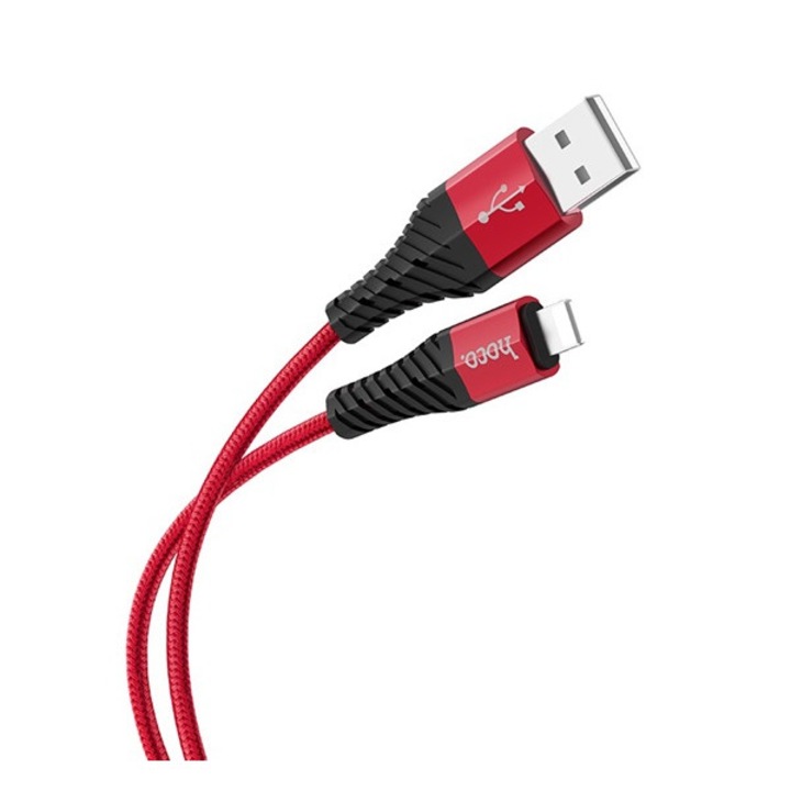 Apple iPhone 14 Hoco x38 adatkábel és töltő (usb - lightning 8pin, 2.4a, gyorstöltés támogatás, 100cm, törésgátló) piros, X38_R, gyártói csomagolás