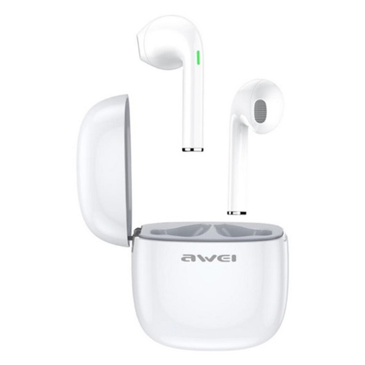 Awei t28 bluetooth fülhallgató sztereo, v5.0, tws, mikrofon, zajszűrő, vízálló + töltőtok, fehér