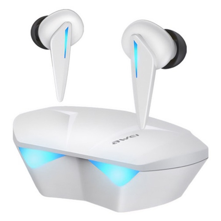 Awei t23 bluetooth fülhallgató sztereo, v5.0, tws, mikrofon, vízálló, gamer + töltőtok, fehér