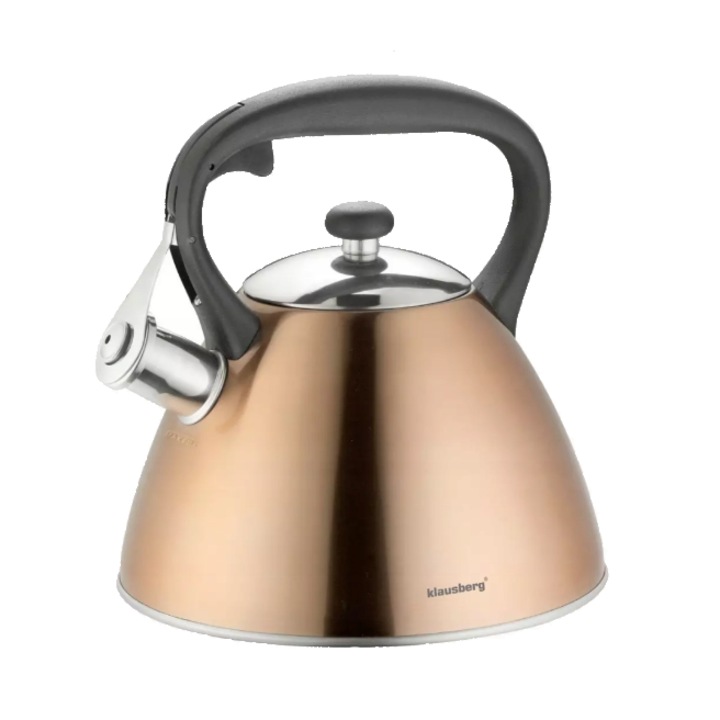 Ceainic traditional cu fluier fabricat din otel inoxidabil, 3 litri, 22-24 cm, maro, Klausberg