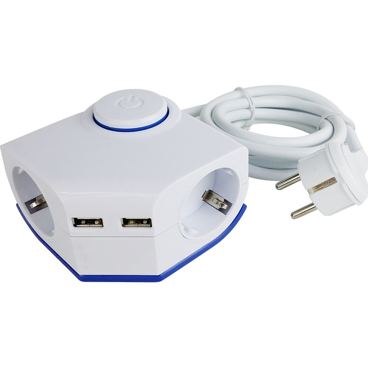 Разклонител Strohm 2гнезда, 2 USB, 1,5M