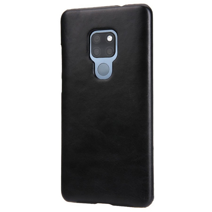 Mobiltelefon tok, kompatibilis, Huawei Mate 20 Gigapack műanyag telefonvédő (valódi bőr hátlap) fekete, gigapack csomagolás