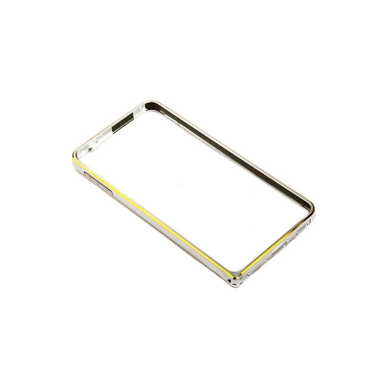 Husa Bumper Aluminiu Argintiu cu Insertii Aurii Pentru Samsung Galaxy Grand Prime G530/G531