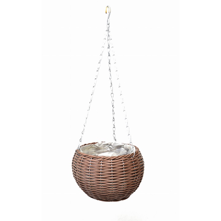 Cos suspendat pentru flori Dixiestore nr 1160, Plastic, Maro