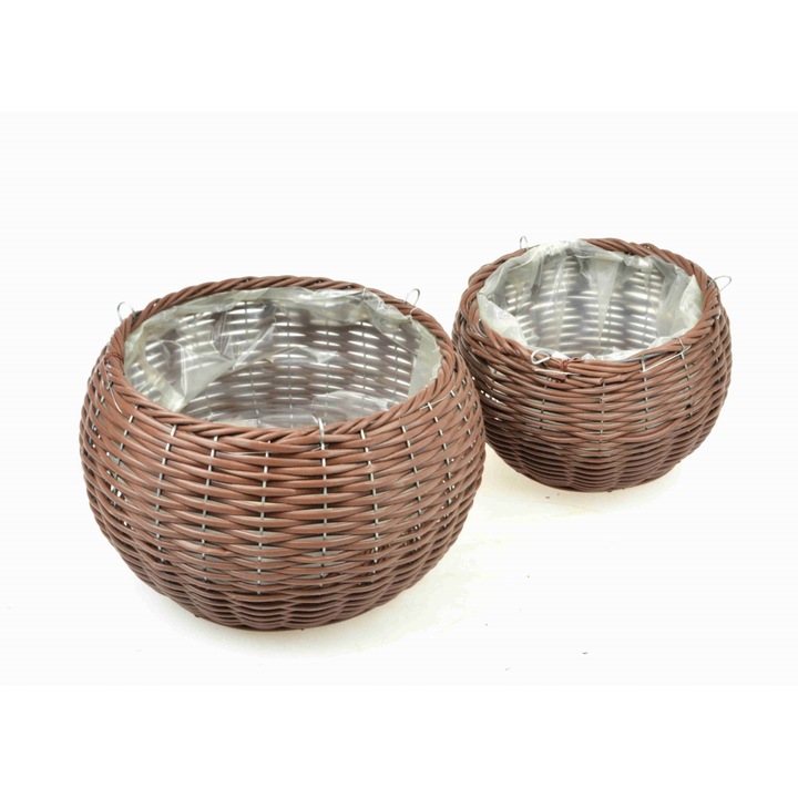 Cos suspendat pentru flori Dixiestore nr 1159, Plastic, Maro