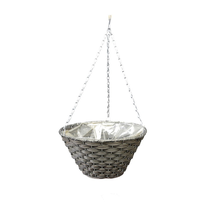 Cos suspendat pentru flori Dixiestore nr 035, Plastic, Gri