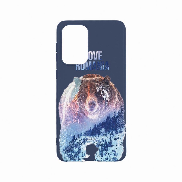 Husa Silicon, Compatibila Cu OPPO A57s, I Love Romania, Rezistenta la uzura, Albastru Navy AB 35