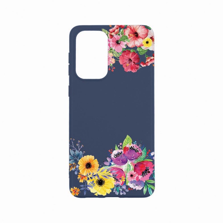 Husa Silicon, Compatibila Cu Xiaomi Redmi Note 11 Pro, Flowers, Rezistenta la uzura, Albastru Navy AB 56