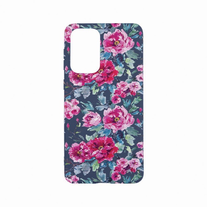 Husa Silicon, Compatibila Cu Xiaomi Redmi Note 11 Pro, Pastel Colors Collection Flowers, Rezistenta la uzura, Albastru Navy AB 507