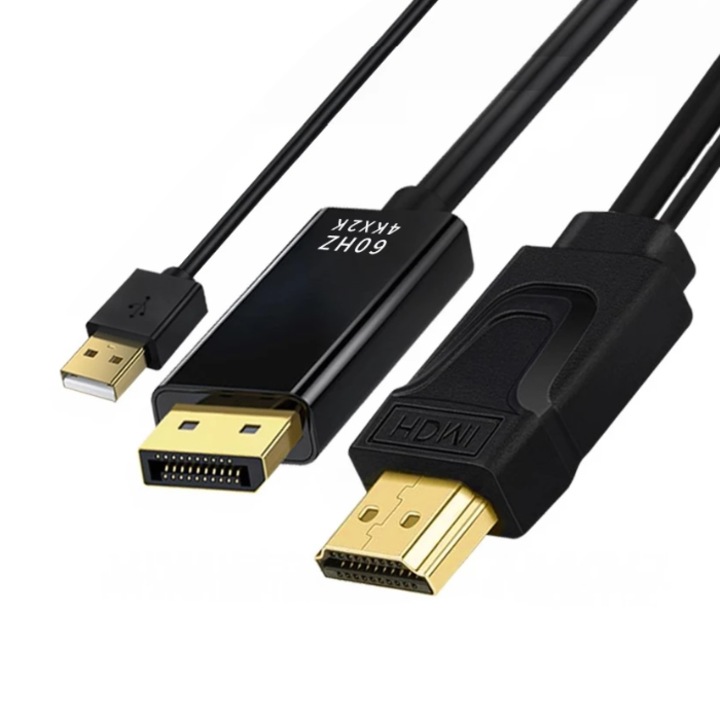 HDMI към DisplayPort активен адаптерен кабел, поддържа 2k FHD и 4k UHD резолюция и 5v USB захранване, еднопосочен hdmi dp конвертор