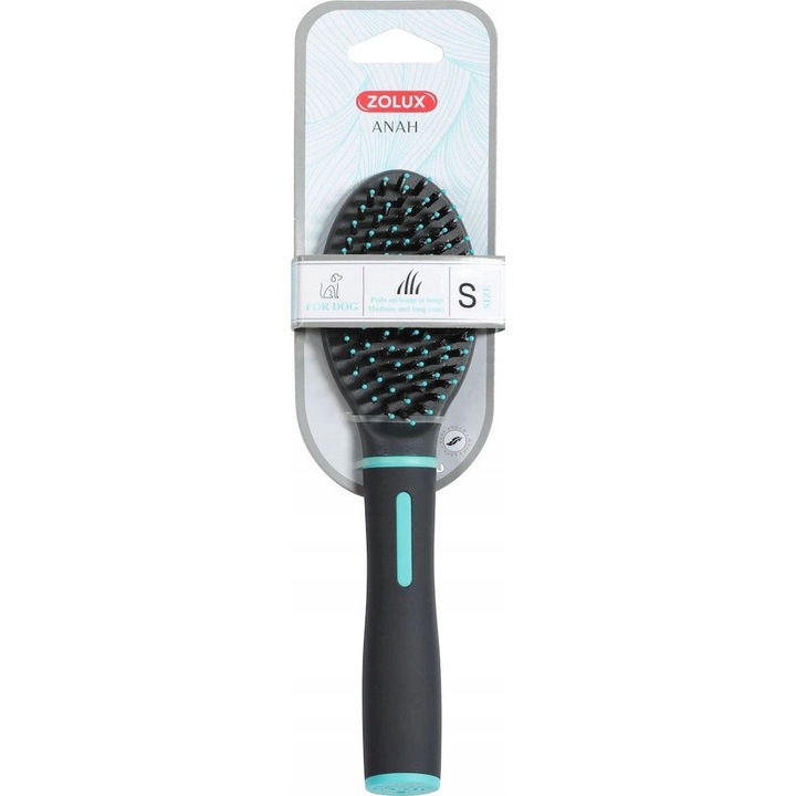 Kis kefe, Zolux Anah, Dupla sörték, 55 x 37 x 220 mm, műanyag/acél, fekete/kék