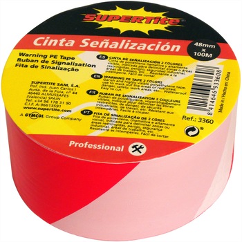 Banda semnalizare bicolor Supertite, 48mm x 100m, Alb/Rosu, Polietilena Banda semnalizare bicolor Supertite, 48mm x 100m, Alb/Rosu, Polietilena