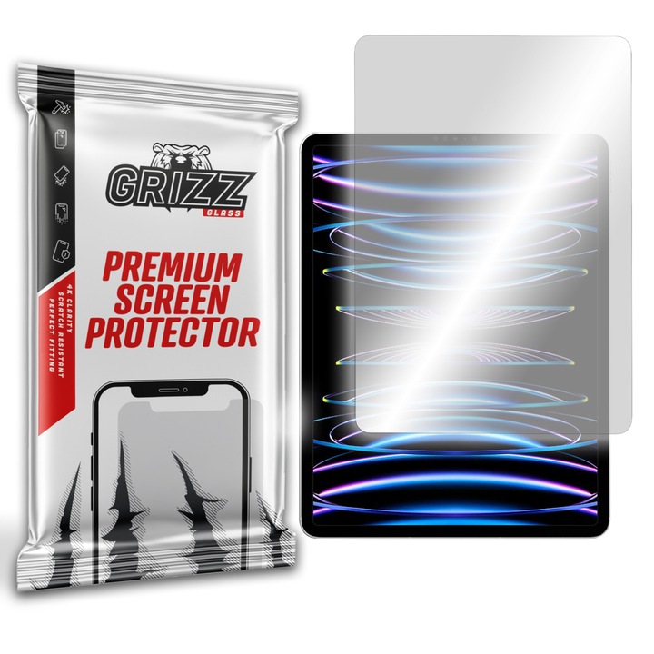 Sticla hibrida de protectie GrizzGlass HybridGlass, pentru Apple iPad Pro 12.9 2022, Transparent