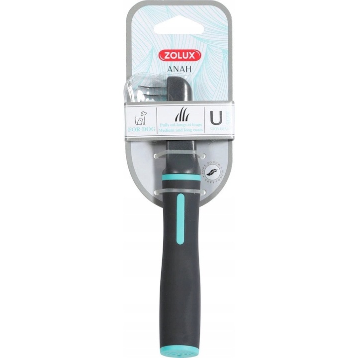 Kefe 6 pengével, Zolux Anah, 53 x 25 x 183 mm, műanyag/acél, fekete/kék