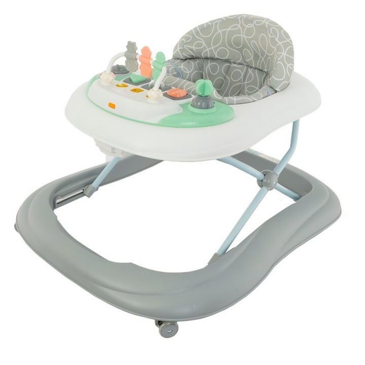 Premergator cu panou multimedia, EUROBABY, 3 pozitii de inaltime, culori pastelate, 63x78x28-55cm