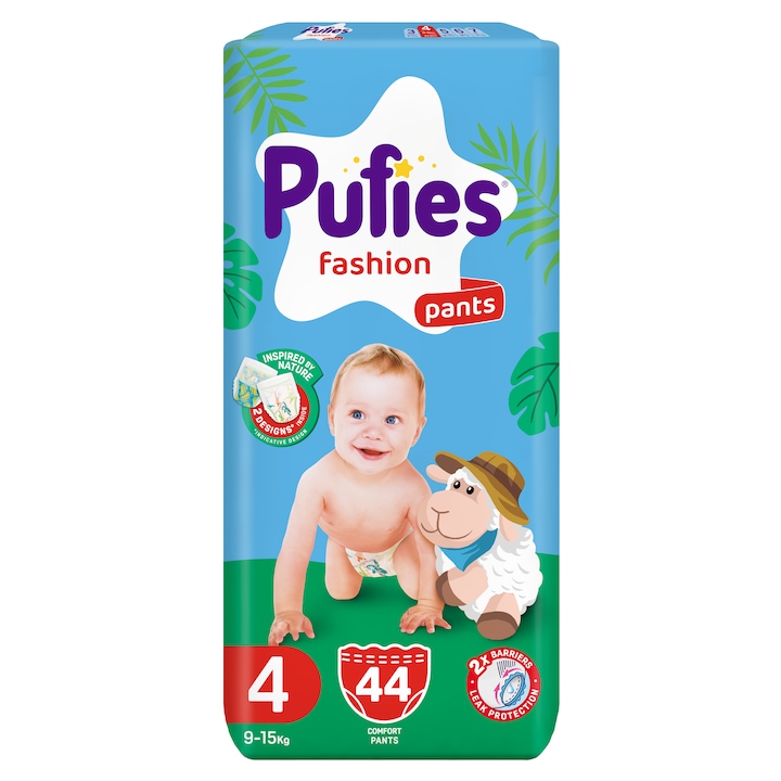 Пелени-гащички Pufies Pants Fashion & Nature, Maxi, Размер 4, 9-15 кг, 44 броя