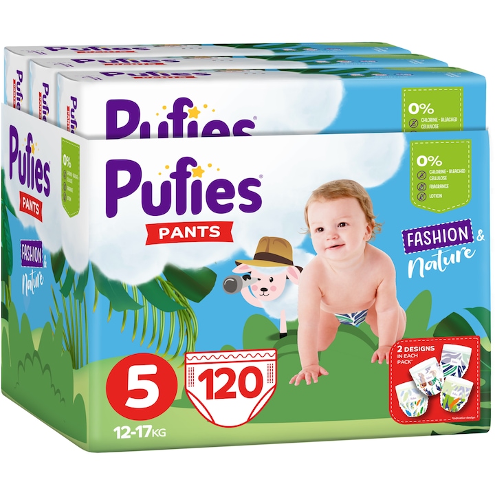 Pufies Pants Fashion & Nature Junior pelenka, 5-ös méret, 12-17 kg, 120 db