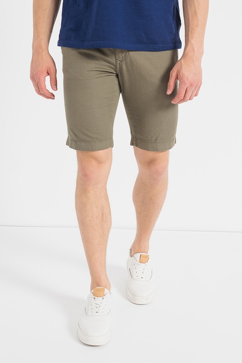 Pierre Cardin, Pantaloni scurti din amestec de in, Verde masliniu