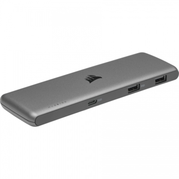 USB хъб Corsair USB100 7-портов USB-C/USB-A сив