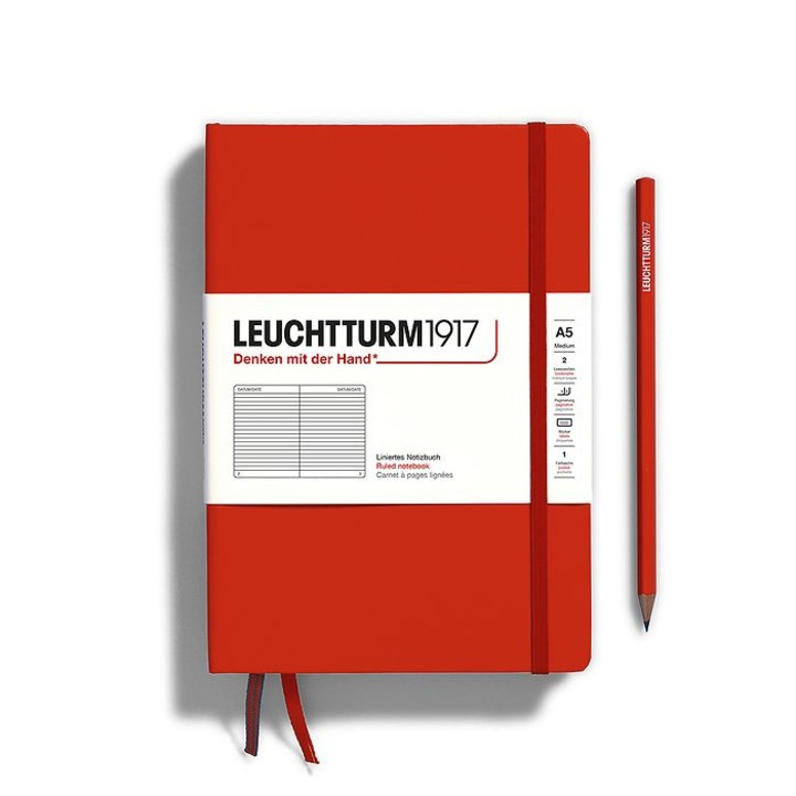 Notebook A5 Dictando, coperta Flexibila, Rosu Inchis, Leuchtturm