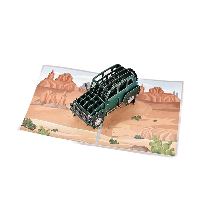 Felicitare 3D Pop-up, Masina de teren, Moments, Multicolor