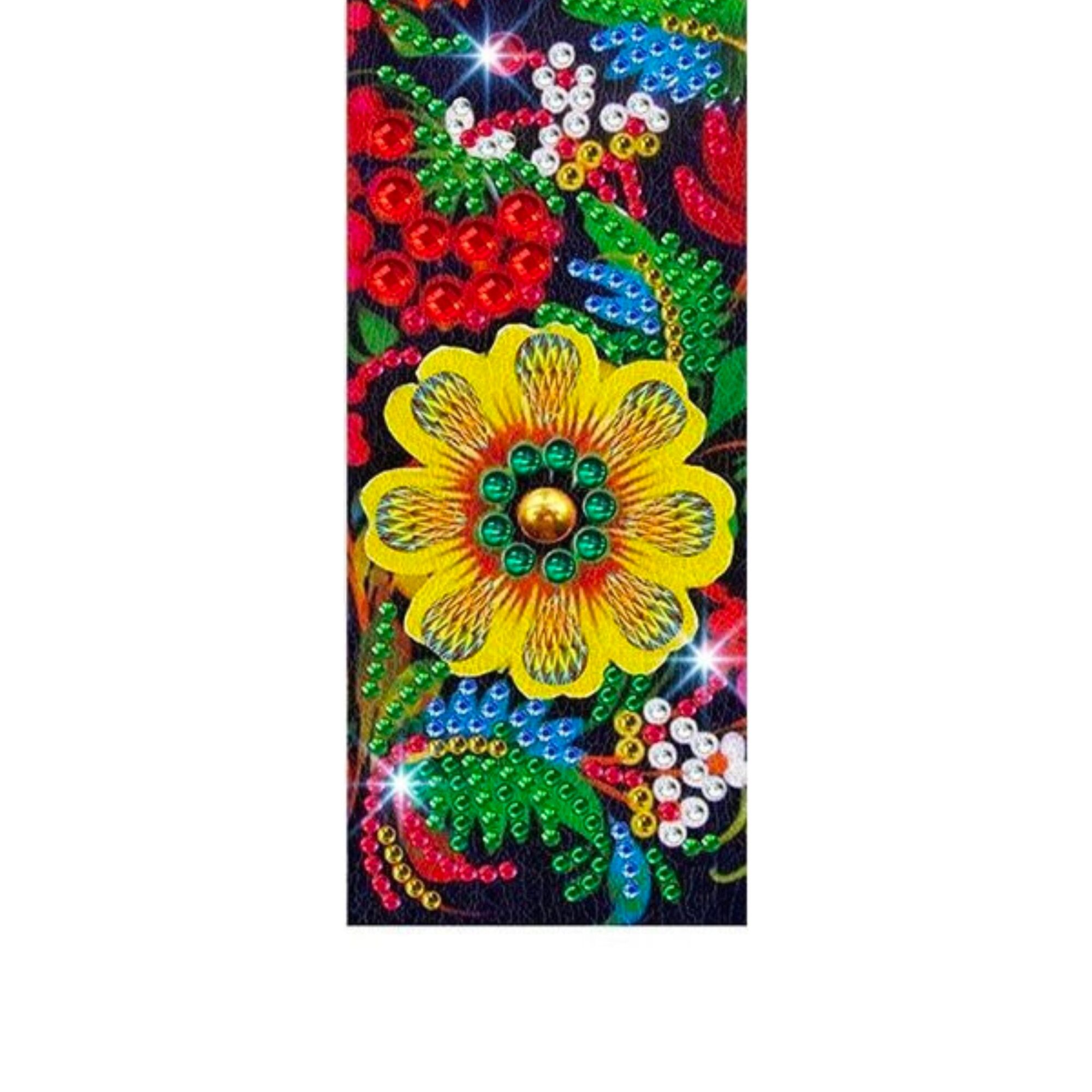 Set de broderie cu diamante 5d Bookmark, Flori, Multicolor 2 buc