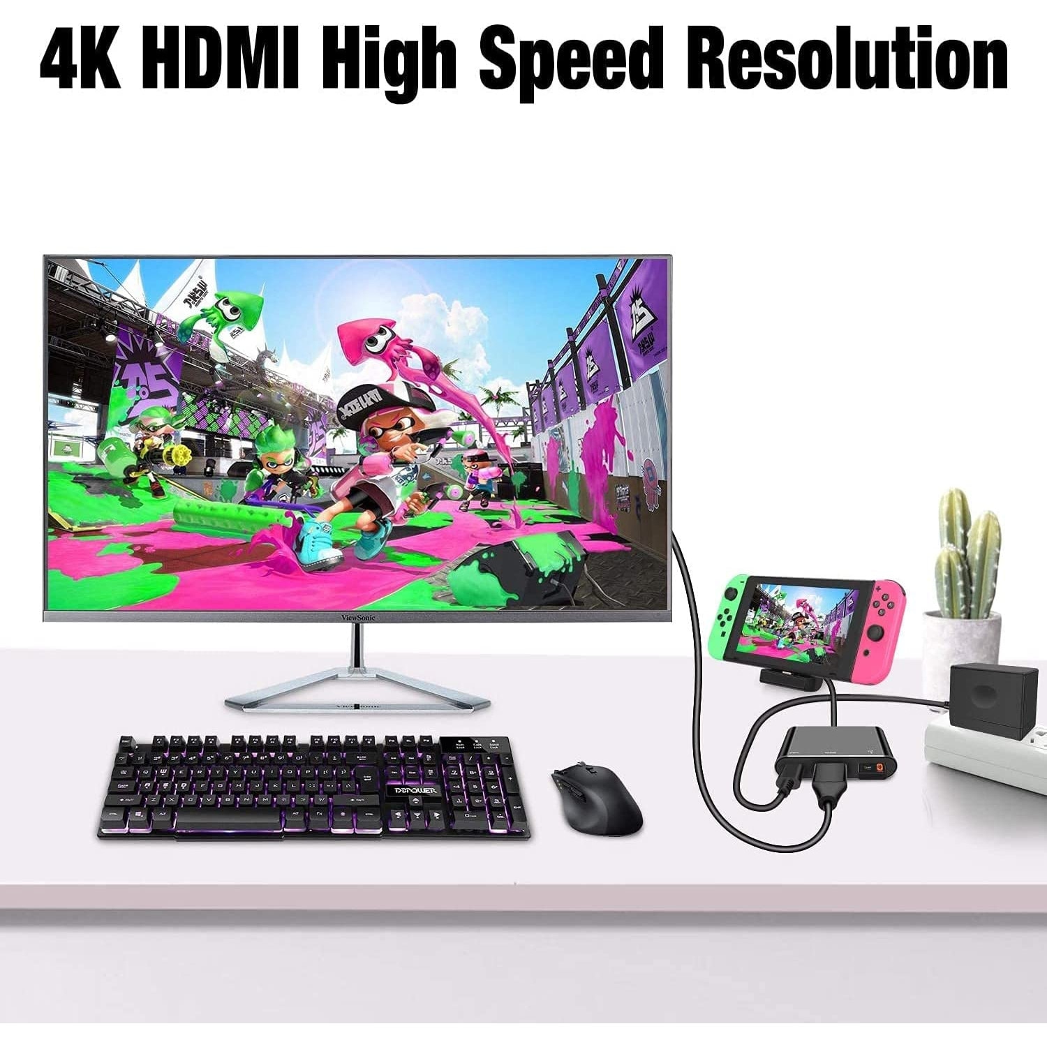 Cablu Splitter Nintendo Switch HDMI, 4K USB Type C, PD USBC, Negru eMAG.ro