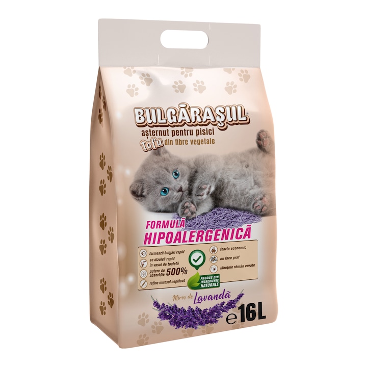 Asternut TOFU XTREME pentru Pisici – Lavanda, Ultra Absorbant, 100% Biodegradabil, 16L (6.6 kg)