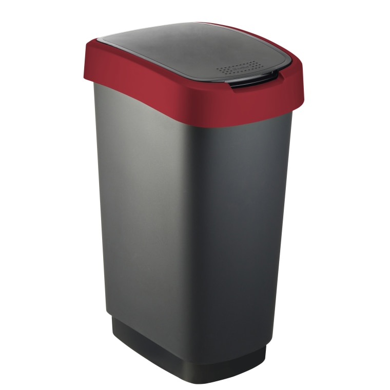 Cos gunoi Rotho, 25 l, negru-rosu.