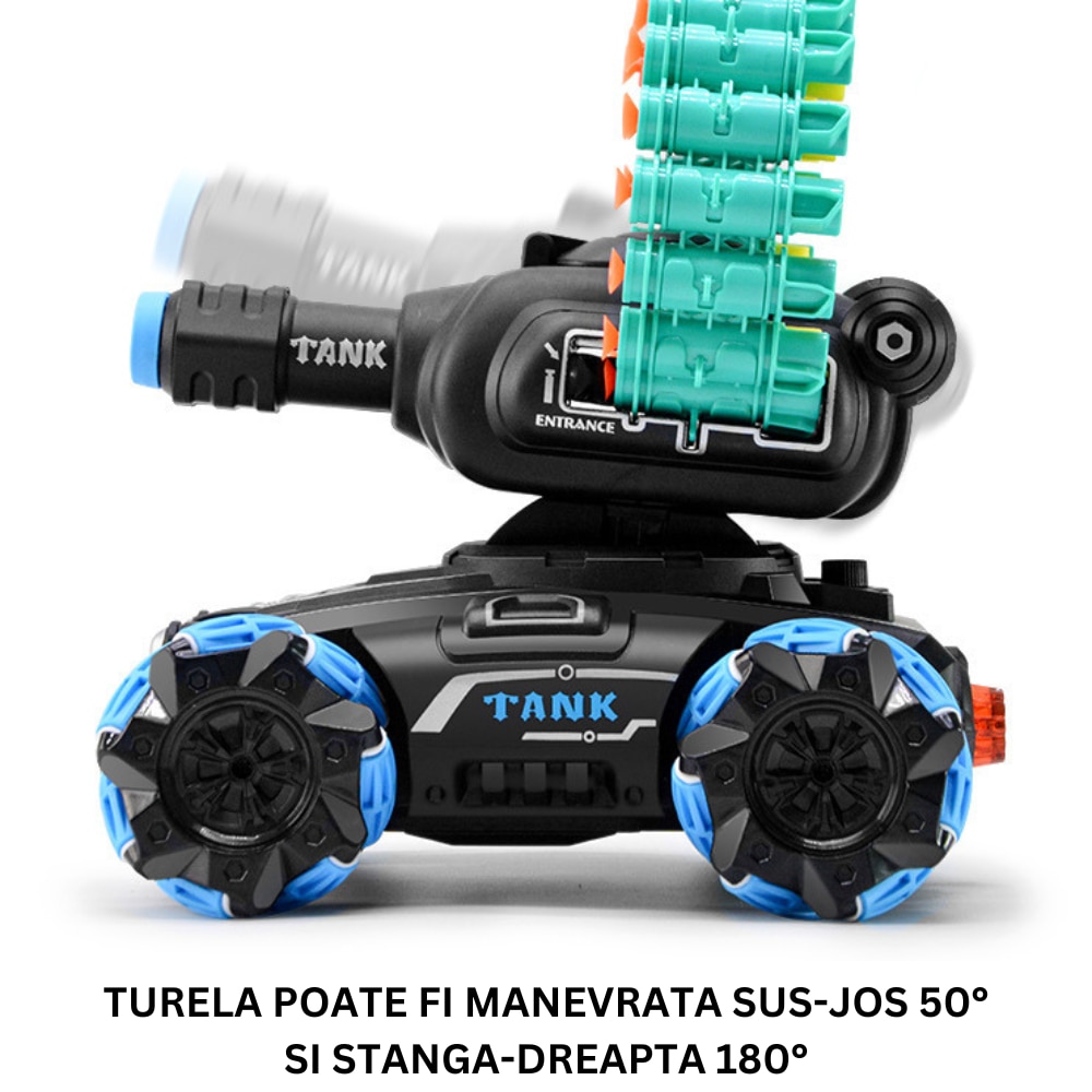 Tanc Cu Roti Tanc de jucarie AlexVerity cu telecomanda, proiectile moi din spuma, 4 ...